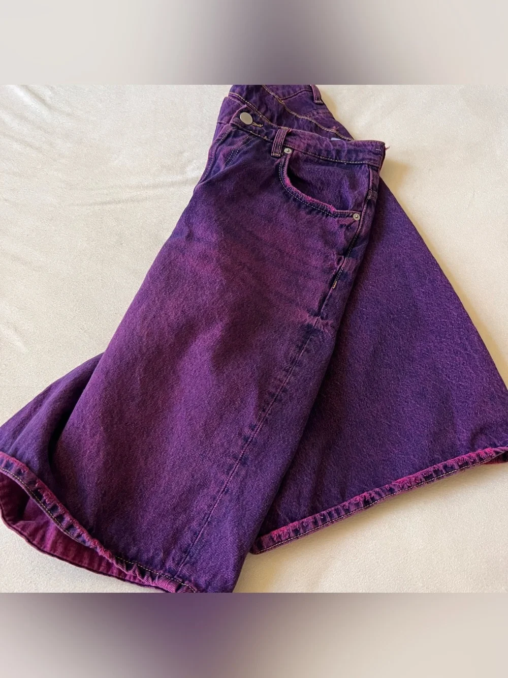 Jorts Pink Purple Unique Rare Zara Violet Denim Shorts Blokecore Baggy Y2K